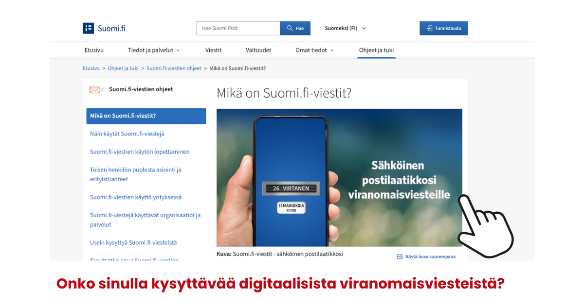 Kuvankaappaus suomi.fi-sivustolta.