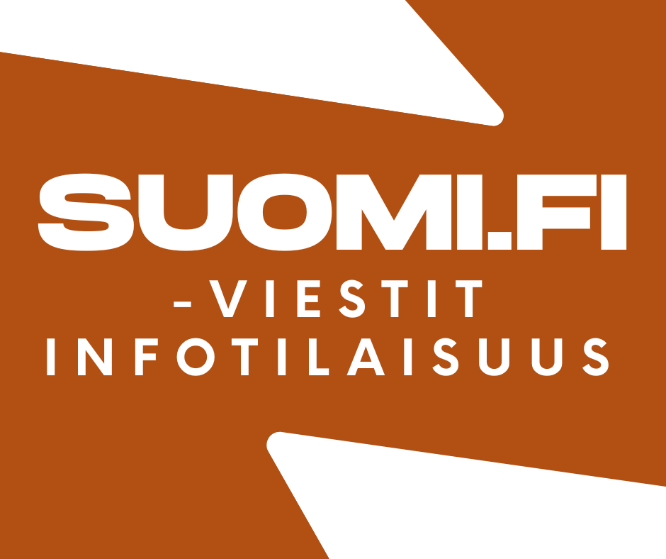 Ruskealla taustalla isoin valkoisin kirjaimin Suomi.fi.
